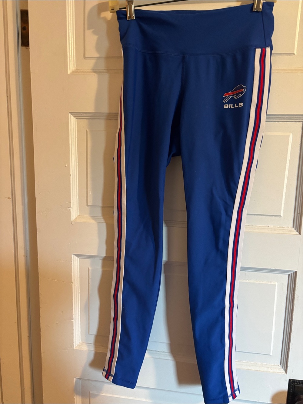 Women's Athletic Leggings in Team Blue with Side Stripe